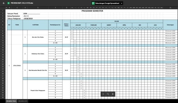 Program Semester 2 Tematik Dan Matematika Kelas 4