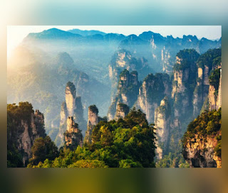 This is an illustration of Zhangjiajie National Forest Park (One of the Most Beautiful National Parks in the World