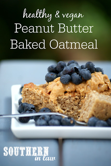 Healthy Vegan Peanut Butter Baked Oatmeal Recipe - low fat, gluten free, healthy, vegan, clean eating recipe, healthy breakfast recipes, freezer friendly,  breakfast meal prep