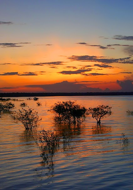 Nil i Amazonka - najdłuższe rzeki / zachód słońca na rzece Amazonka