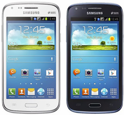   Spesifikasi Samsung Galaxy Core Duos I8262   Dalam segi layar handphone Galaxy Core Duos I8262 mengunakan multi layar sentuh Tipe TFT Capacitive Touch Screen, dengan warna 16 M dengan ukuran 480 x 800 pixels, 4.3 inches yang membuat nyaman Sobat gadget di kala memandang dan menggeser layar dengan sedikit sentuhan saja.   Melihat dari produk sebelumnya Galaxy Core Duos masih menggunakan OS yang sama percis dengan terdahulunya yaitu menggunakan Android OS v4.1.2 versi (Jelly Bean) yang di padorong dengan kualitas CPU yang cukup tinggi yakni Snapdragon MSM8225 S4 Play CPU Dual-core 1.2 GHz Cortex-A5GPU.   Hasil jepretan smartphone android yang satu ini cukup meyakinkan dengan hasil yang cukup memuaskan yang bisa menyimpan semua momen penting yang menurut Sobat gadget pribadi karena kamera Galaxy Core Duos mempunyai resolusi 5 MP untuk kamera belakang dan untuk kamera depan hanya VGA saja.  Kelebihan   Mendukung HSDPA 3 g jaringan telah menyediakan akses internet lebih cepat di 3 g area. Untuk EDGE dan GPRS disediakan.  Keberadaan dua GSM sim card slot kartu yang dapat diaktifkan secara bersamaan.  Ukuran fisik cukup ramping yaitu panjang 129,3 mm x lebar dan ketebalan mm 67,6 9 mm, juga tidak terlalu berat bobot