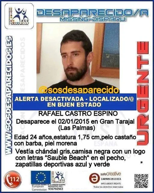 Localizado Rafael Castro Espino joven desaparecido Fuerteventura,  Gran Tarajal