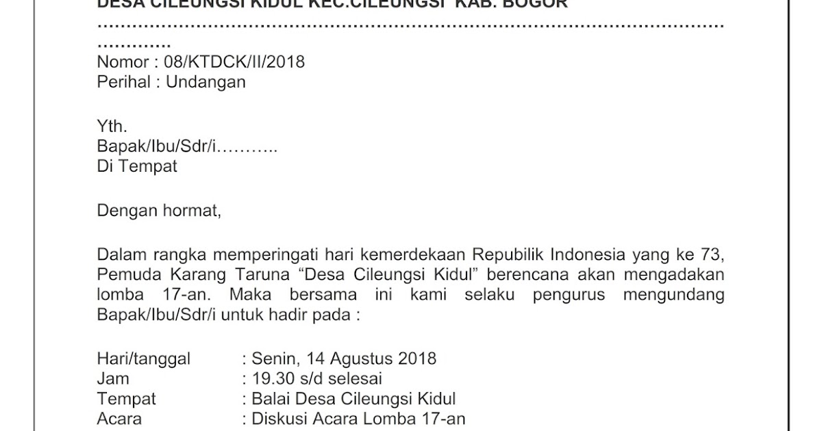 Contoh Surat Undangan Rapat Tahunan Perusahaan  Dokumen Hanna