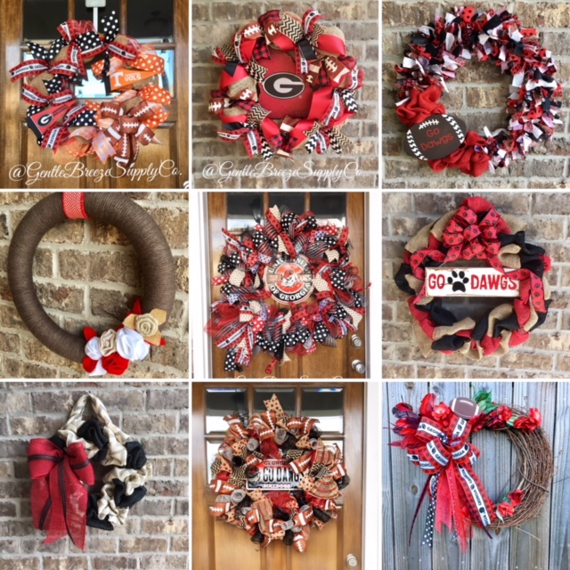 Fall Wreath, Sports Wreath, Football Wreath, Georgia Wreath, Go Dawgs, UGA Wreath, Football Decor, Door Decor