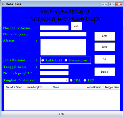 Coding button simpan,delete,edit, dan cari oracle ke vb 