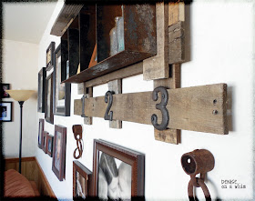 A rust and pallet wood combo make for a warm addition to this gallery wall via http://deniseonawhim.blogspot.com