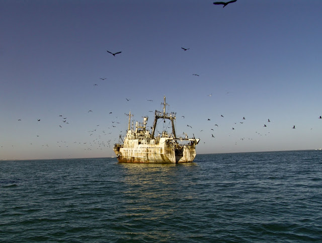 Ghost ship off Walvis Bay, Atlantic Coast of Namibia