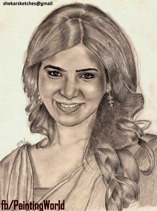 Wonderful Pencil Sketch Of Samantha - Desi Painters