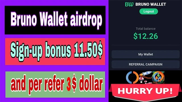 Bruno Wallet Airdrop of $12 USD in $ETH Free