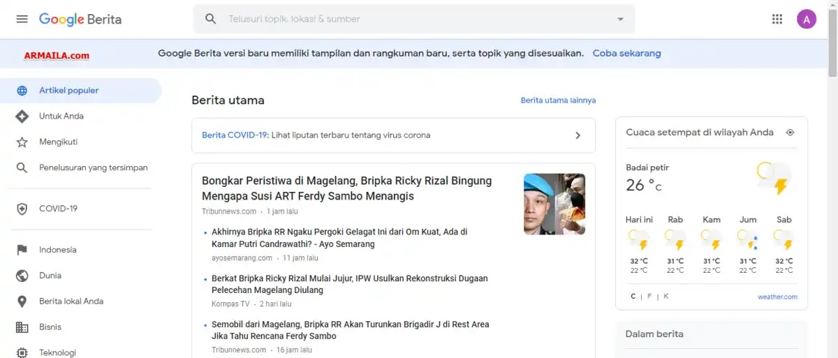 Tampilan Google News