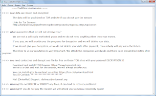DarkRace Ransomware note, записка о выкупе