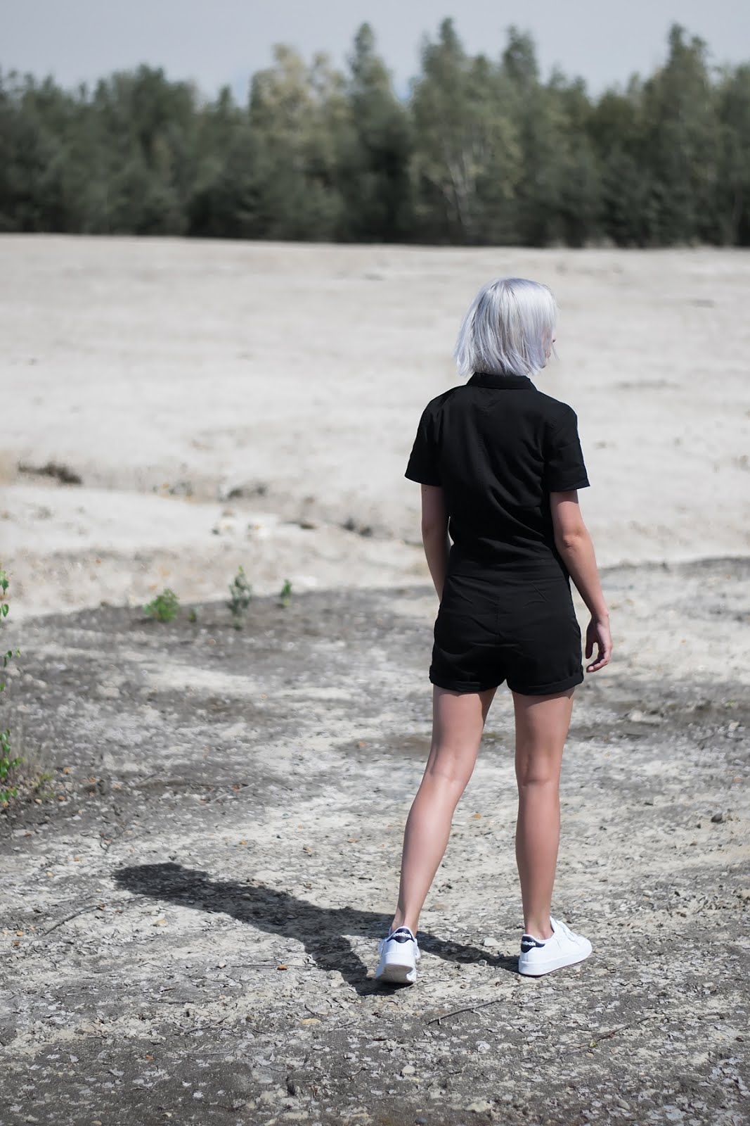 Fashiola, black playsuit, utility, boiler, twintip, zalando, reebok club sneakers