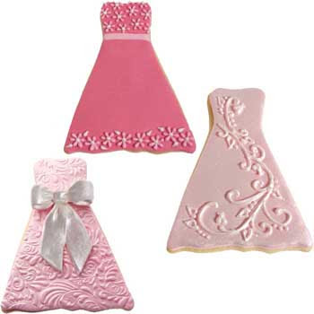 Shades of Pink Wedding Dress Cookies Tools and Ingredients
