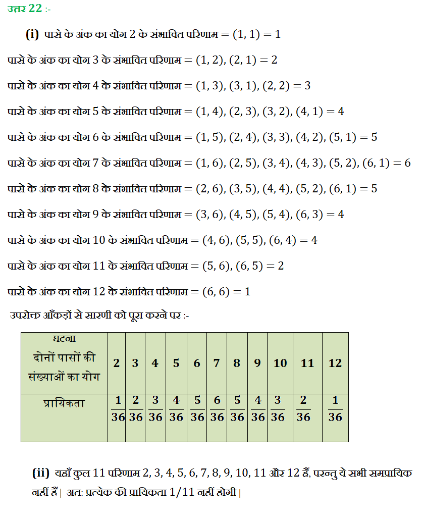 "उदाहरण 13 को देखिए | (i) निम्नलिखित सारणी को पूरा कीजिए : घटना  दोनों पासों की संख्याओं का योग	 2	 3	 4	 5	 6	 7	 8	 9	 10	 11	 12 प्रायिकता	1/36						5/36				1/36 (ii)एक विद्यार्थी यह तर्क देता है कि ‘यह कुल 11 परिणाम 2, 3, 4, 5, 6, 7, 8, 9, 10, 11 और 12 हैं | अत: प्रत्येक की प्रायिकता 1/11 है | क्या आप इस तर्क से सहमत हैं ? सकारण उत्तर दीजिए |" "chapter 15 maths class 10 exercise 15.1" "chapter 15 maths class 10 extra questions" "chapter 15 maths class 10 important questions" "chapter 15 maths class 10 ncert" "chapter 15 maths class 10 pdf" "chapter 15 maths class 10 exercise 15.2" "chapter 15 maths class 10 all formulas" "chapter 15 maths class 10 in hindi" "solution of chapter 15 maths class 10" "mcq of chapter 15 maths class 10" "chapter 15 maths class 10" "ch 15 maths class 10 pdf" "class 10 maths chapter 15 exercise 15 1 in hindi" "exercise 15 1 maths class 10 pdf" "chapter 15 class 10 maths examples" "exercise 15 2 class 10" "ncert solutions class 10 maths chapter 15 pdf download" "exercise 15 1 class 10 question 24" "probability class 10 notes" "probability class 10 extra questions" "probability class 10 pdf" "probability class 10 worksheet pdf" "probability class 10 important questions" "probability class 10 mcq" "probability class 10 formulas" "probability class 10 questions" "probability class 10 teachoo" "mcq on probability class 10" "maths probability class 10" "ppt on probability class 10" "formula of probability class 10" "cards probability class 10" "probability formulas class 10" "probability chapter class 10 pdf" "probability questions class 10" "probability mcq class 10" "probability ncert class 10" "probability cards questions class 10" "probability of cards class 10" "Probability Chapter Class 10 PDF" "Probability Class 10 examples" "Probability Class 10 Solutions" "Class 10 probability notes" "Probability Class 10 Questions" "Probability Class 10" "probability chapter class 10 pdf" "probability class 10 examples" "probability class 10 solutions" "class 10 probability notes" "probability class 10 ncert solutions pdf download" "probability class 10 questions" "exercise 15 1 maths class 10 pdf" "cards probability class 10" "Probability " "probability calculator" "probability formula" "probability distribution" "probability sampling" "probability density function" "probability distribution calculator" "probability meaning" "probability and statistics" "probability examples" "conditional probability" "non probability sampling" "binomial probability calculator" "theoretical probability" "how to find probability" "how to calculate probability" "experimental probability" "conditional probability formula" "statistics and probability" "conditional probability calculator" "what is probability" "experimental probability" "theoretical probability" "how to calculate probability" "types of probability" "conditional probability" "statistics and probability" "importance of probability" "प्रायिकता कक्षा 10 formula" "प्रायिकता के सवाल PDF" "प्रायिकता कक्षा 10 RBSE" "प्रायिकता का सूत्र गणित में" "पासे की प्रायिकता" "प्रायिकता Formula" "प्रायिकता trick" "प्रायिकता PDF" "प्रायिकता से क्या तात्पर्य है" "प्रायिकता का अर्थ" "प्रायिकता कक्षा 10" "ex 15.1 q22"
