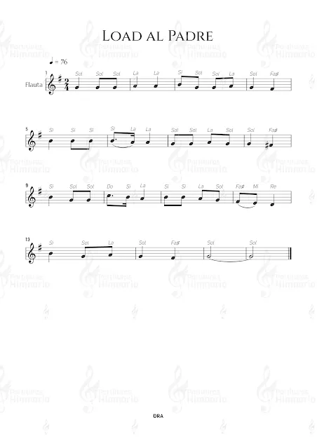 load al padre en JPEG y PNG  partitura gratis para flauta (dulce, de pico, traversa) (free music sheet flute) - Himnario Adventista -Descarga e imprime esta partitura para tu instrumento.
