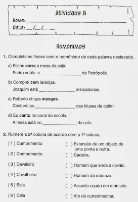 Atividades de Português para o 3º, 4º e 5º ano