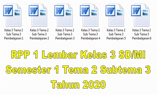 RPP 1 Lembar Kelas 3 SD/MI Semester 1 Tema 2 Subtema 3 Tahun 2020 - Format Sekolah