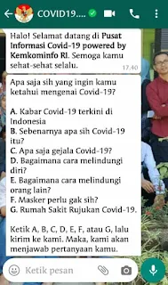 Nomor WA pemerintah untuk info covid-19