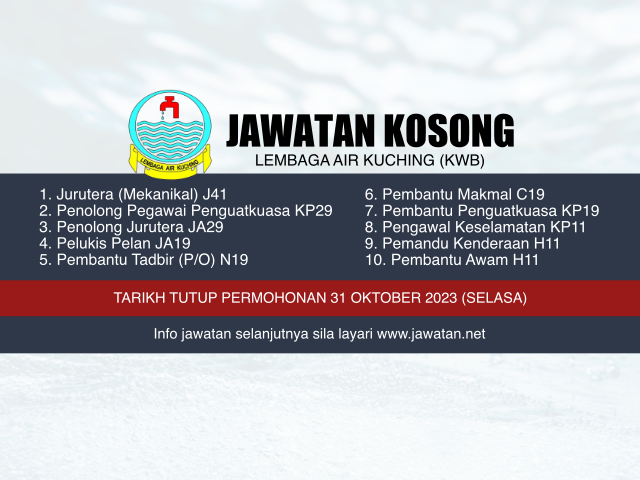 Jawatan Kosong Lembaga Air Kuching (KWB) Oktober 2023