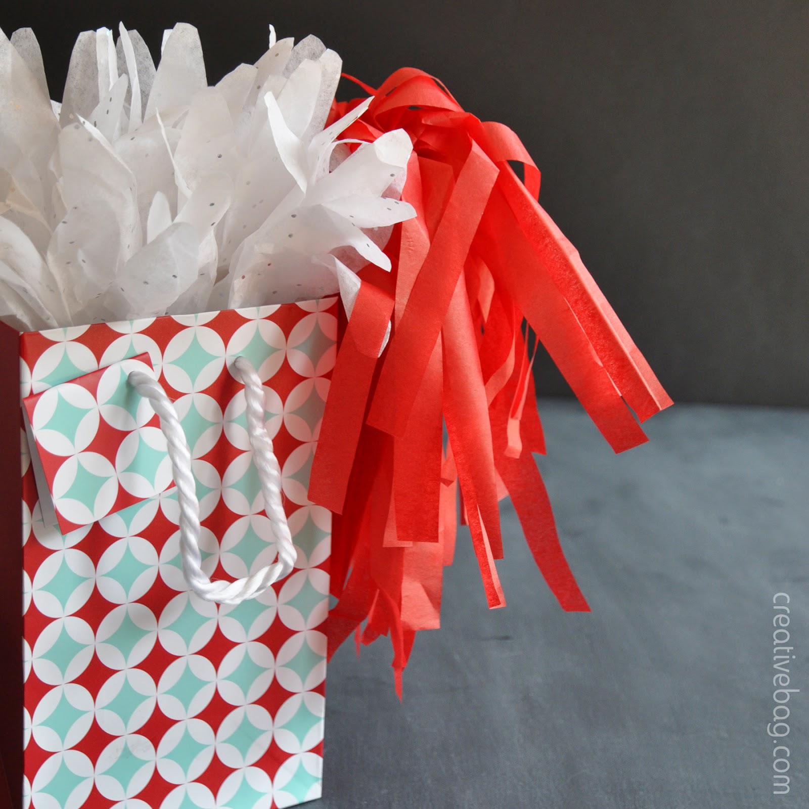 diy tissue paper gift toppers by Lorrie Everitt from Creative Bag