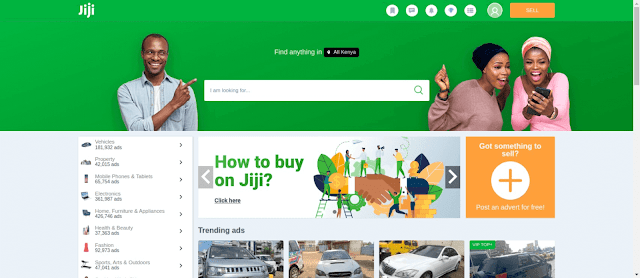 this is a screenshot of the jiji kenya website which is one of the  trusted online shops in kenya