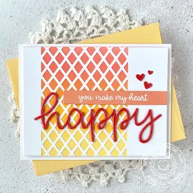 Sunny Studio Stamps: Frilly Frames Dies Happy Happy Thoughts Happy Word Die Happy Birthday Cards by Angelica Conrad