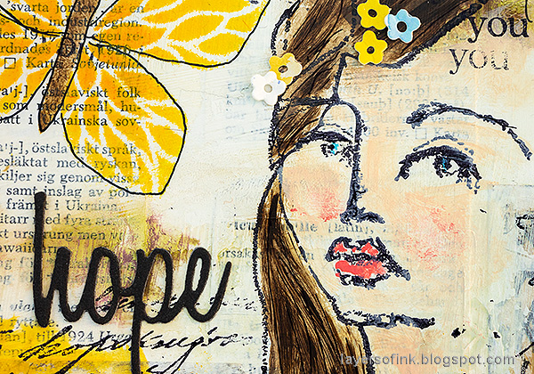 Layers of ink - Woman Mixed Media Art Journal Page Tutorial by Anna-Karin Evaldsson.