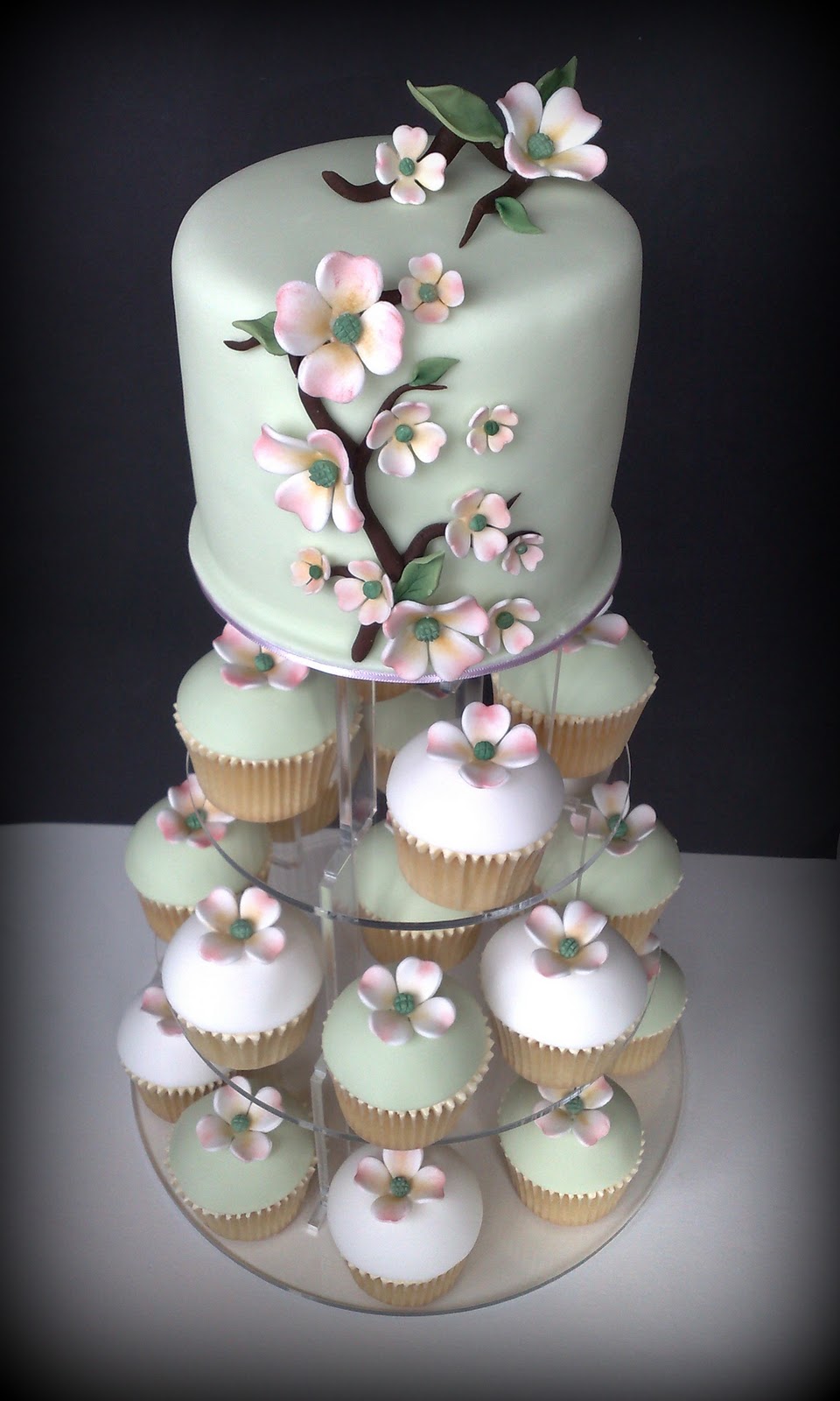 Small Things Iced Dogwood Wedding  Cupcakes  Cutting Cake 