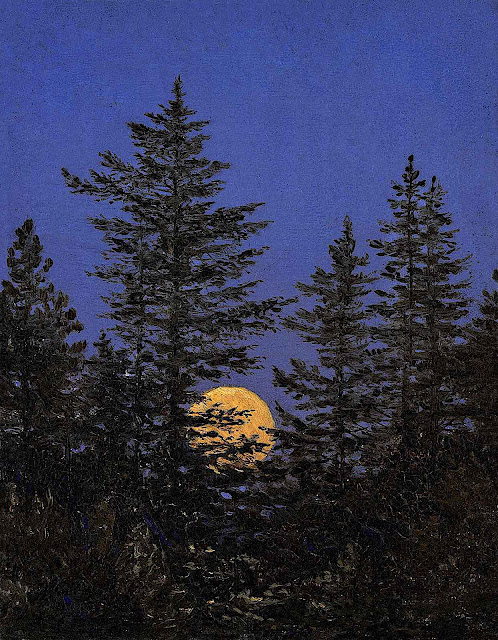 a Carl Gustav Carus painting of a low hanging moon