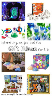 Unique, interesting and fun gift ideas for kids. A gift list full of creative present suggestions for children that are reasonably priced.