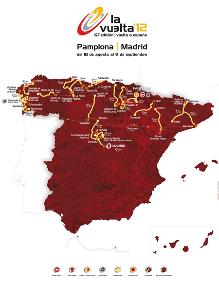 Recorrido y etapas de la Vuelta a España 2012