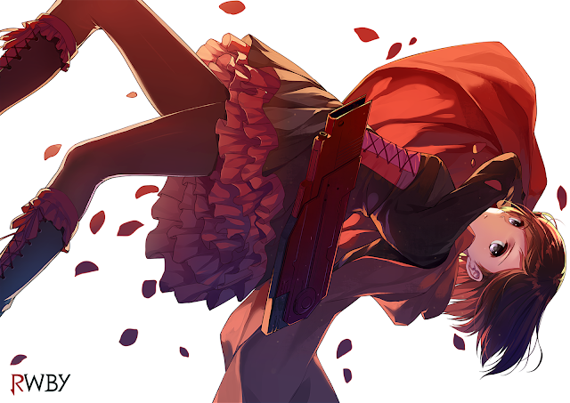   Ruby Rose RWBY Petals Red Cape Girl Female Anime HD Wallpaper Desktop PC Background 2126
