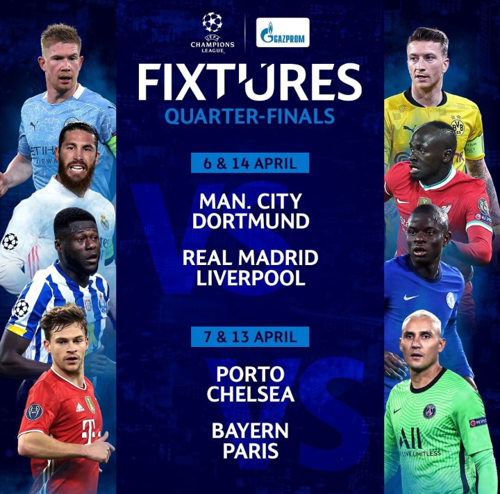 Champion League quarter-finals fixtures