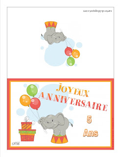Joyeux anniversaire de la part d'un joli éléphant. 5 ans déjà