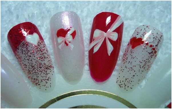 acrylic nail designs for valentines. valentine nail designs.