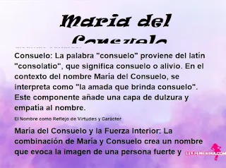 ▷ Significado del nombre Maria del Consuelo