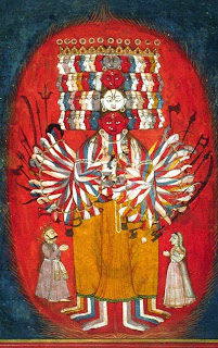 Shiva imparting wisdom to sages; Mysore painting.