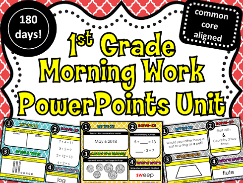 http://www.teacherspayteachers.com/Product/1st-Grade-Morning-Work-PowerPoints-Unit-from-Teachers-Clubhouse-890017