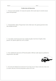 Adição e Subtração - Probleminhas de Matemática