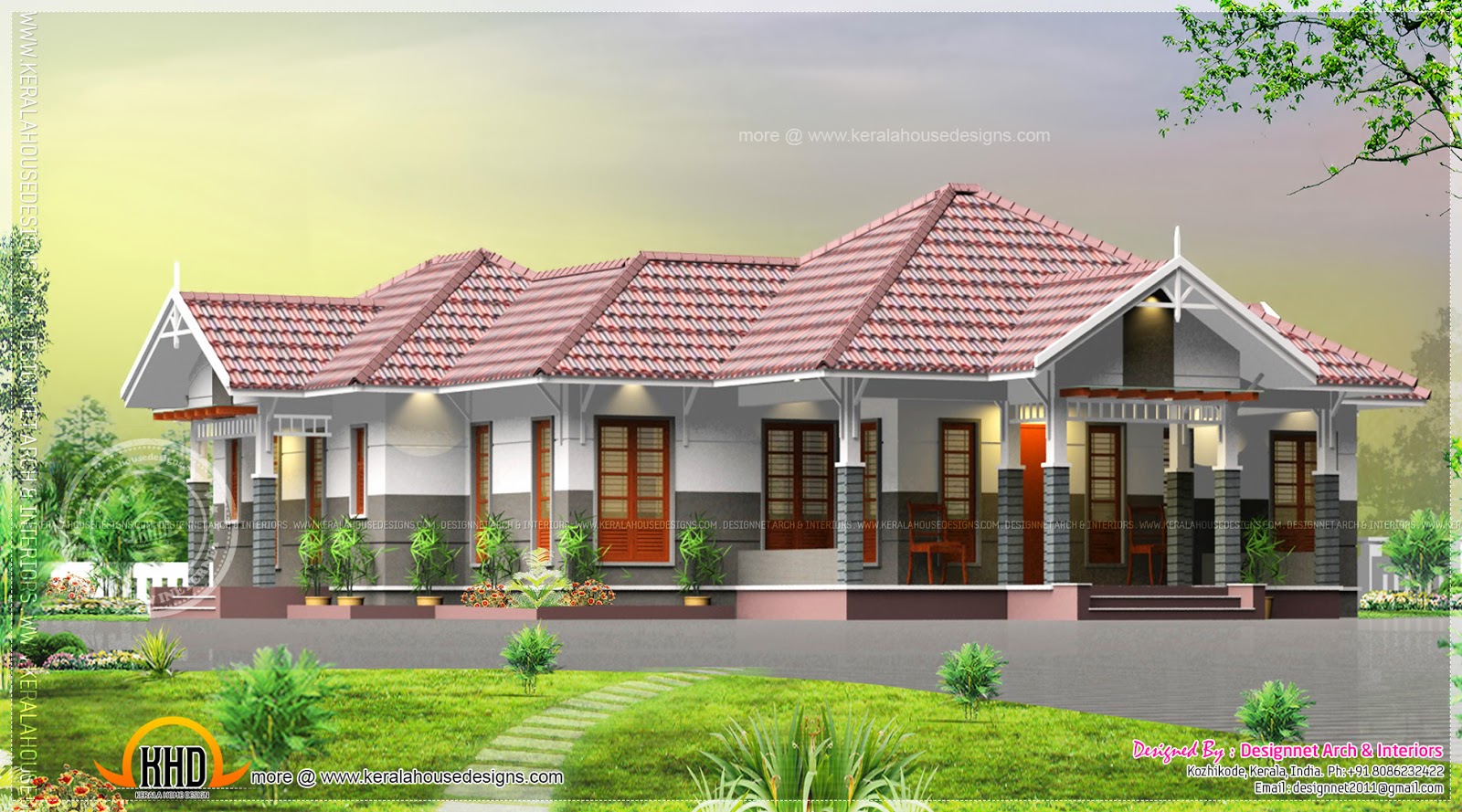 Kerala Single Floor House Plan with 4 Bedrooms