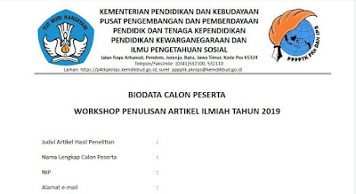 Pendaftaran Calon Peserta Workshop Penulisan Artikel Ilmiah 2019 Untuk Guru SD