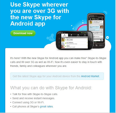 With the new Skype for Android app you can make free Skype-to-Skype calls and IM over 3G as well as Wi-Fi.