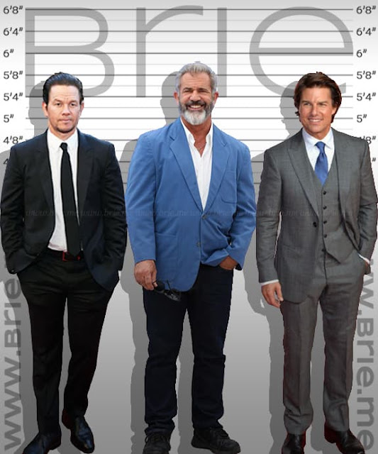 Mel Gibson height comparison with Mark Wahlberg and Tom Cruise