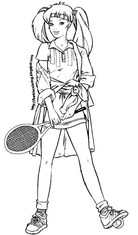 Barbie Coloring Pages Barbie Dancer Tennis Player And On Vacation Coloring Pages