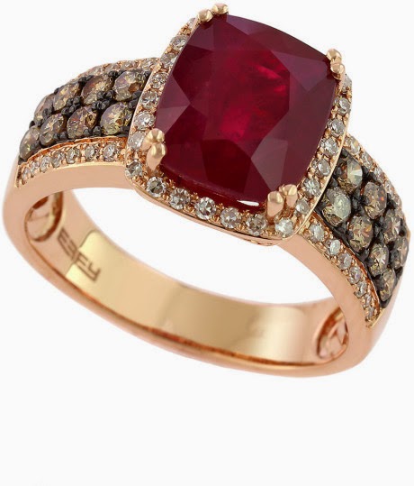 rose gold ring with brown jewel ruby