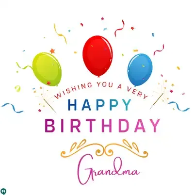 wishing you a very happy birthday grandma images with confetti balloons