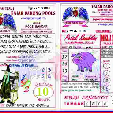 Kode Syair Fajar Pakong 30 Mei 2018