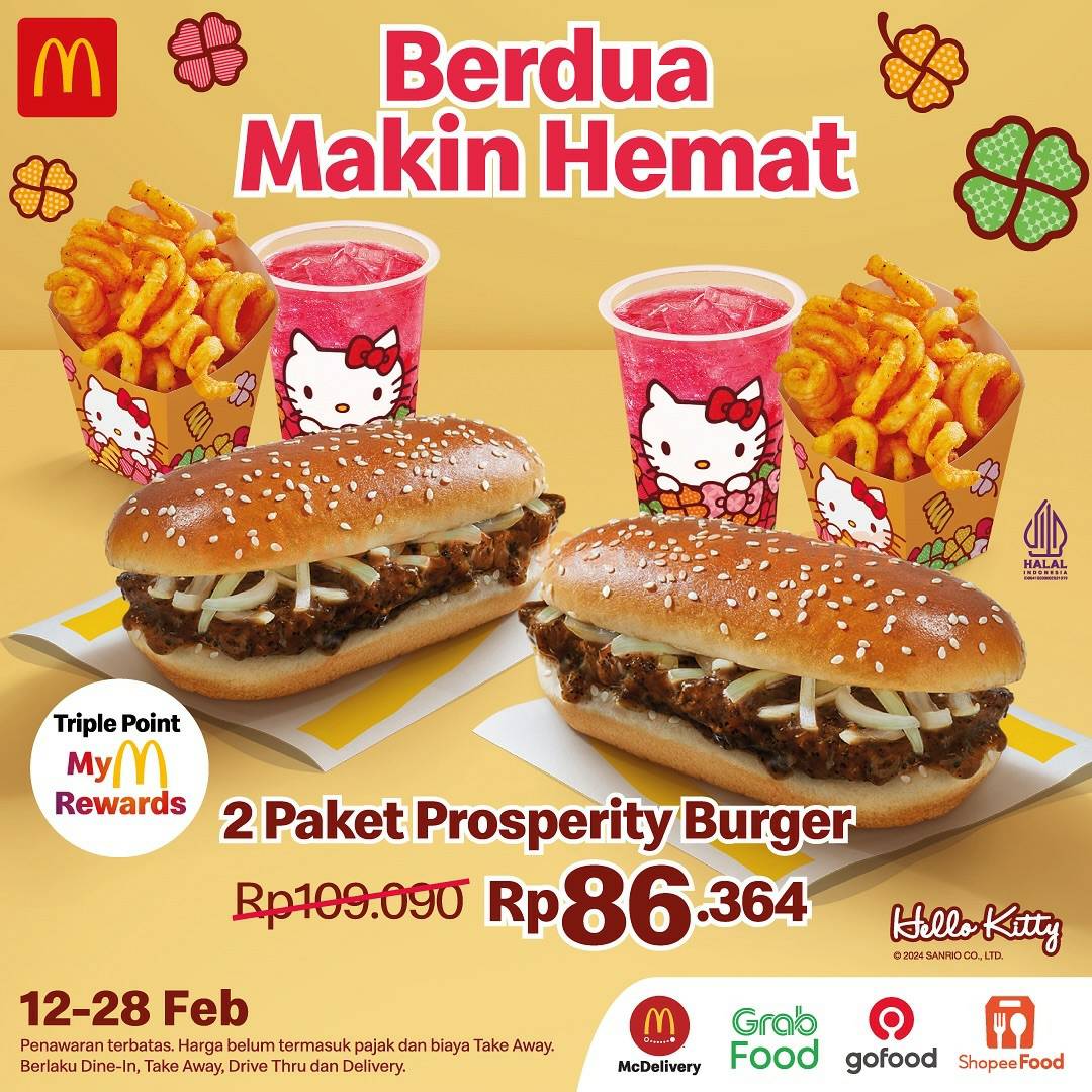 Promo McDonalds 2 Paket Prosperity Burger hanya Rp. 86.364