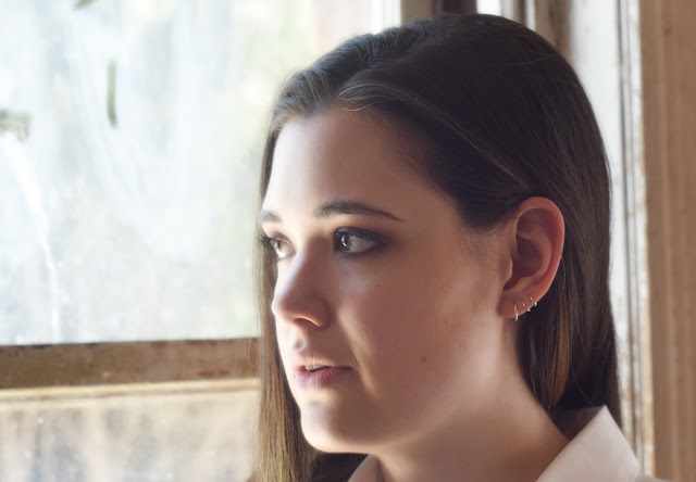 Model Audrey in a beautiful soft-focus headshot at Preston Castle Ione California