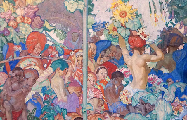 Detail of one of Frank Brangwyn's British Empire Panels at Brangwyn Hall in Swansea